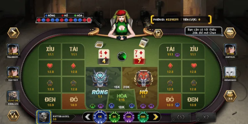Tùy chọn cược trong trò chơi Rồng Hổ