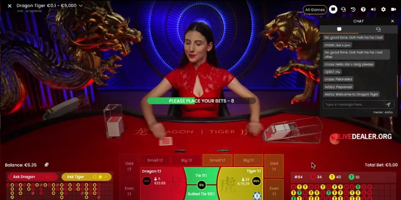 Cách đặt cược trong trò chơi Dragon Tiger Live